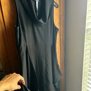 Kensie Black Dress with Pockets, Above Knee, Draped Collar, Sleeveless - Size L